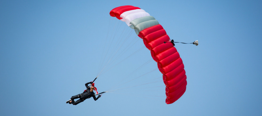 A picture of someone is skydiving