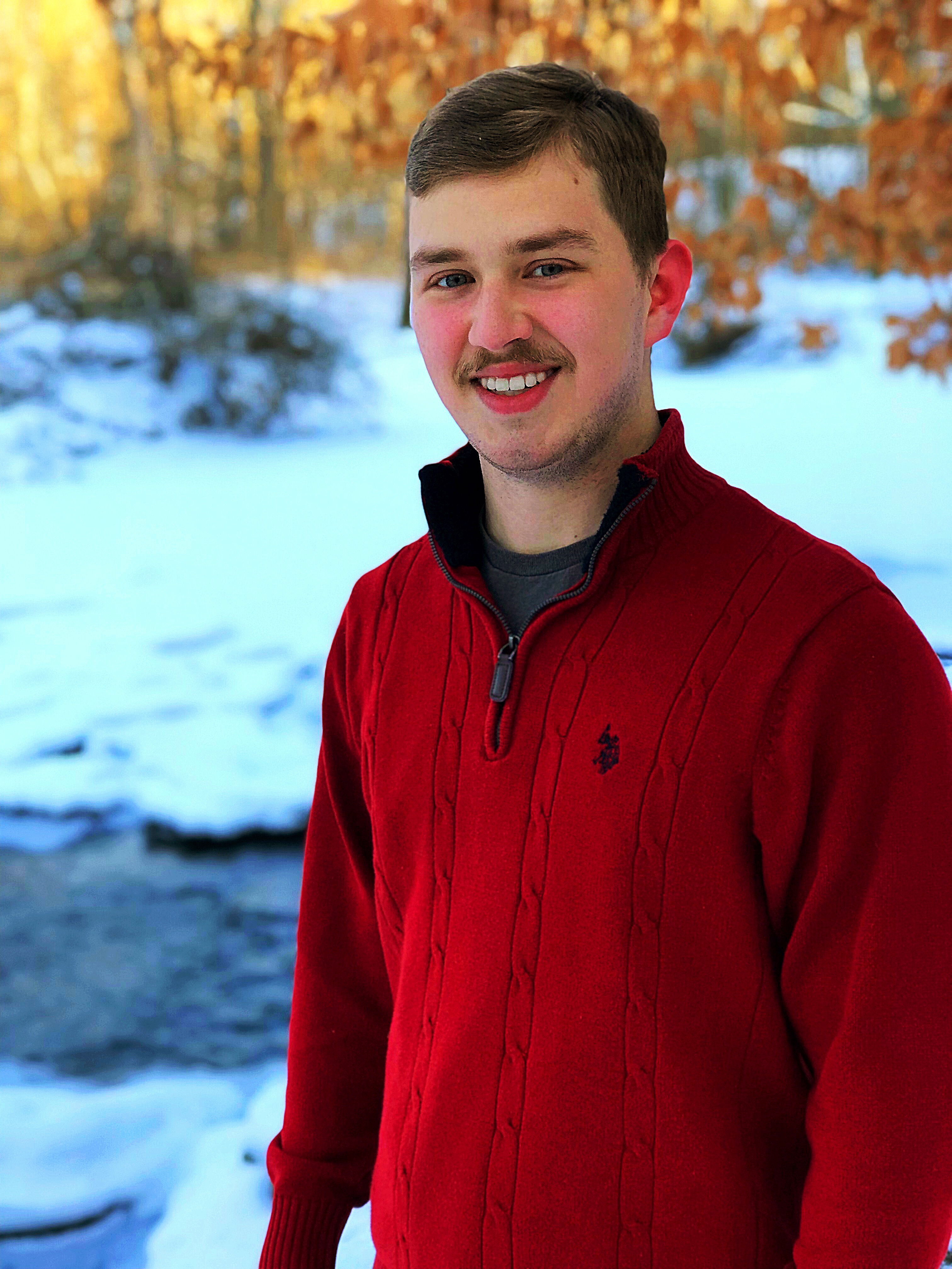 Evan with a mustache